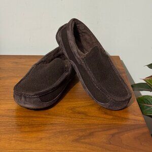UGG SLIPPERS ASCOT LINED BROWN SUEDE WOOL  MOC Men’s Size 8 3233